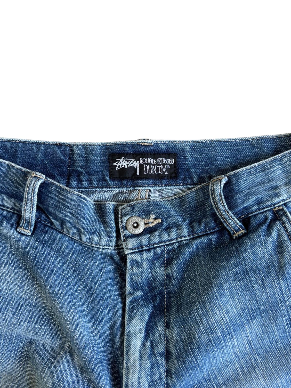Stussy Denim Shorts 32W Wide Fit Embroidered Logo