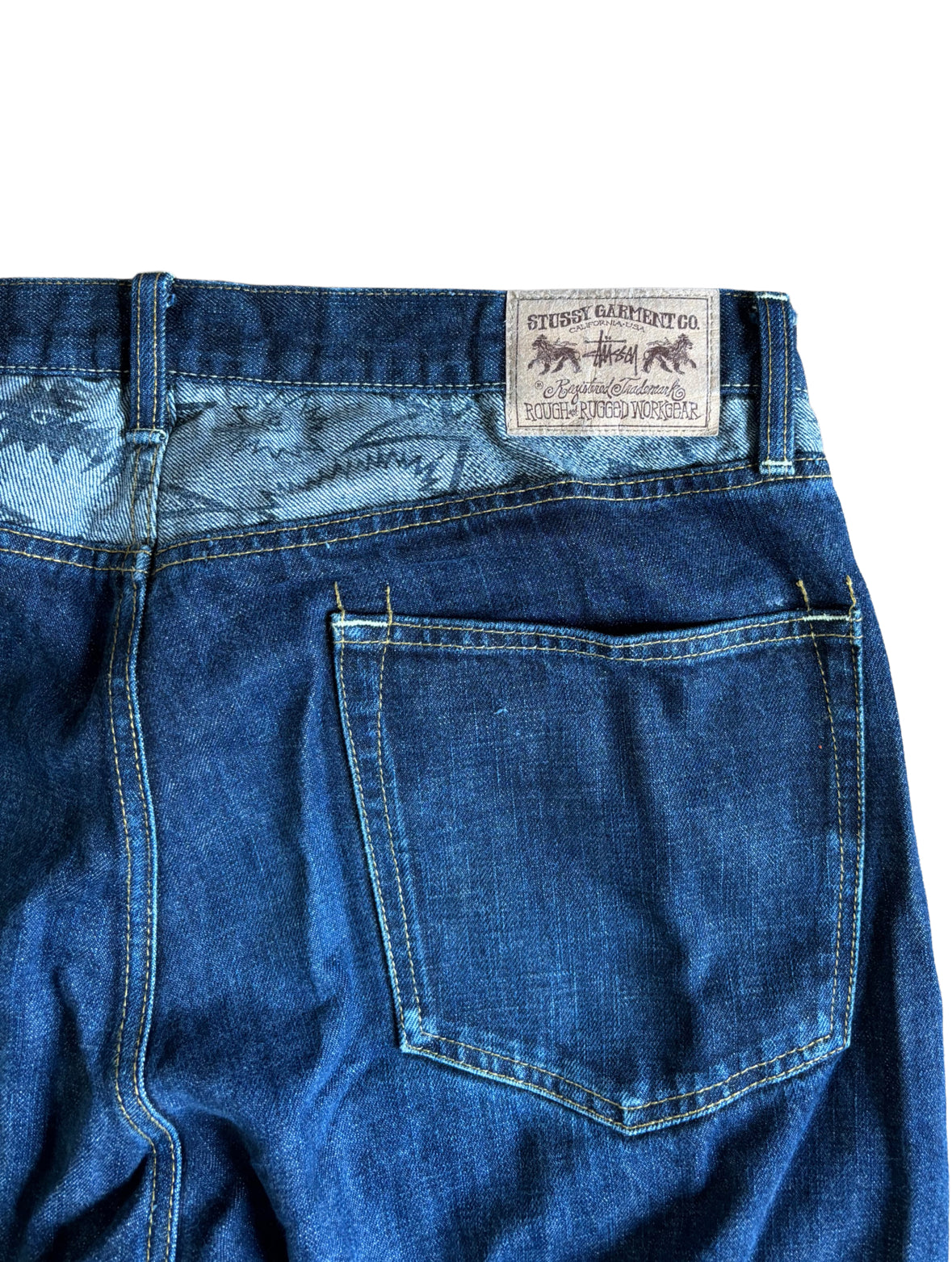 Stussy ‘Rough and Rugged’ Print Denim Jeans - 36W 34L