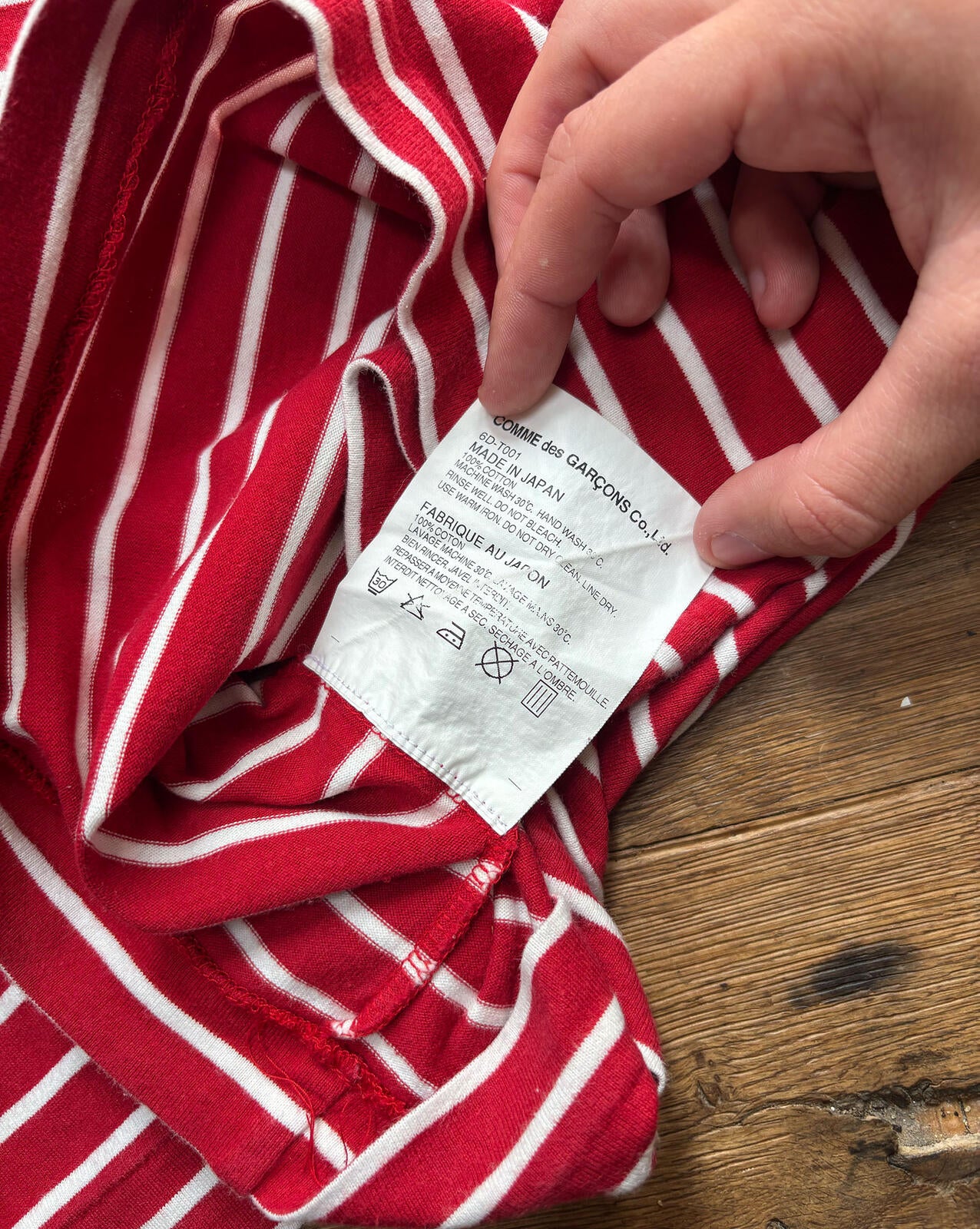 CDG Shirt Striped Long Sleeve Tee Pocket XS
