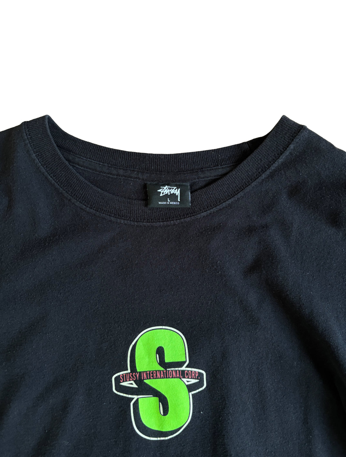 Stussy ‘Stussy International Corp’ Black / Green Long Sleeve T-Shirt - Large