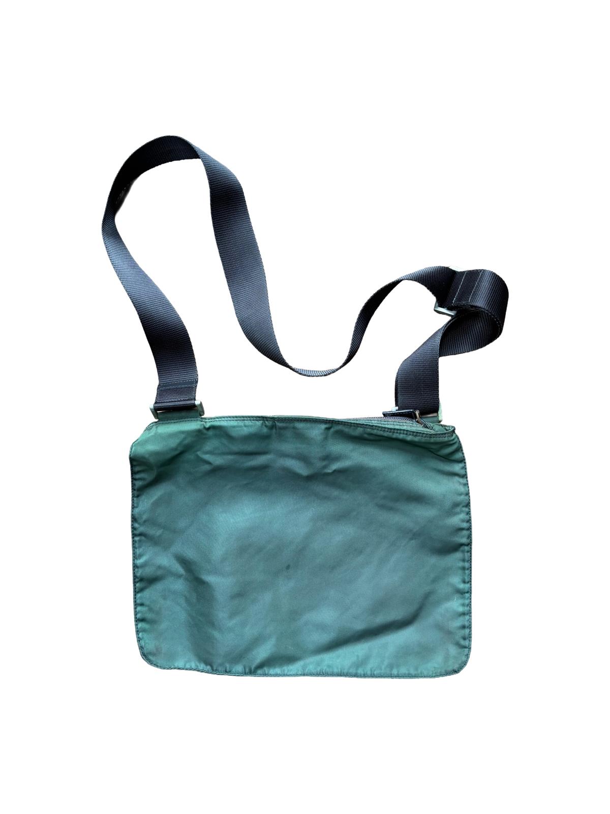 Prada Nylon Crossbody Shoulder Bag Green Triangle