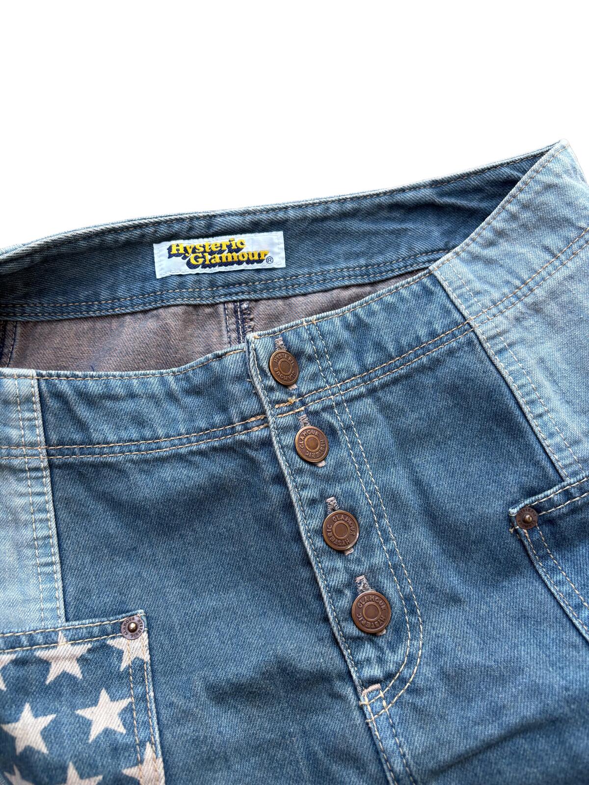 Hysteric Glamour Denim Patchwork Mini Skirt Blue W10