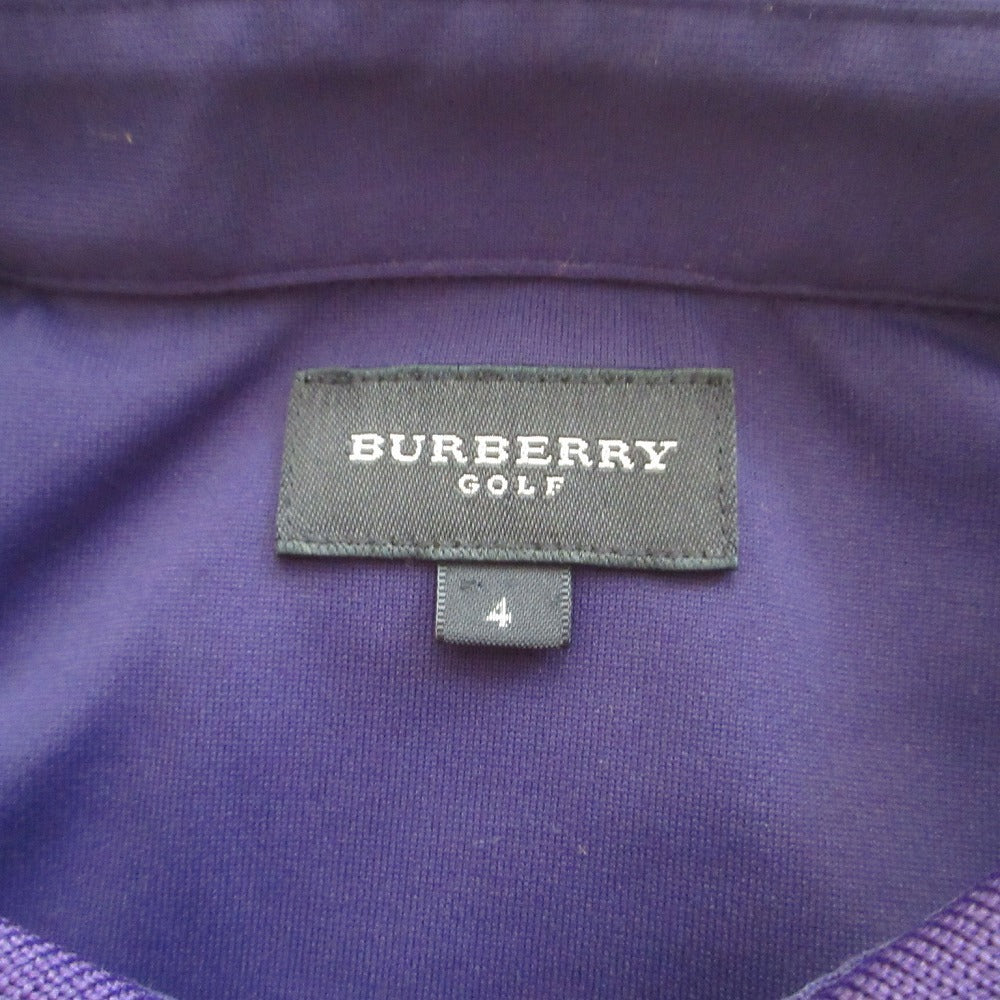 Burberry Golf Half-Zip Striped Polo Shirt • Long Sleeve • Purple • Size L