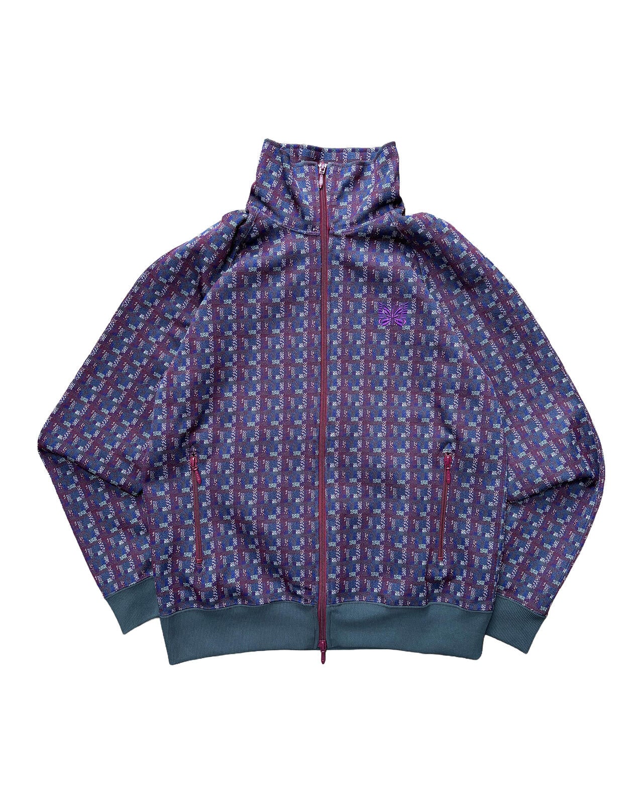 Needles Pattern Track Jacket Purple Zip Up Medium