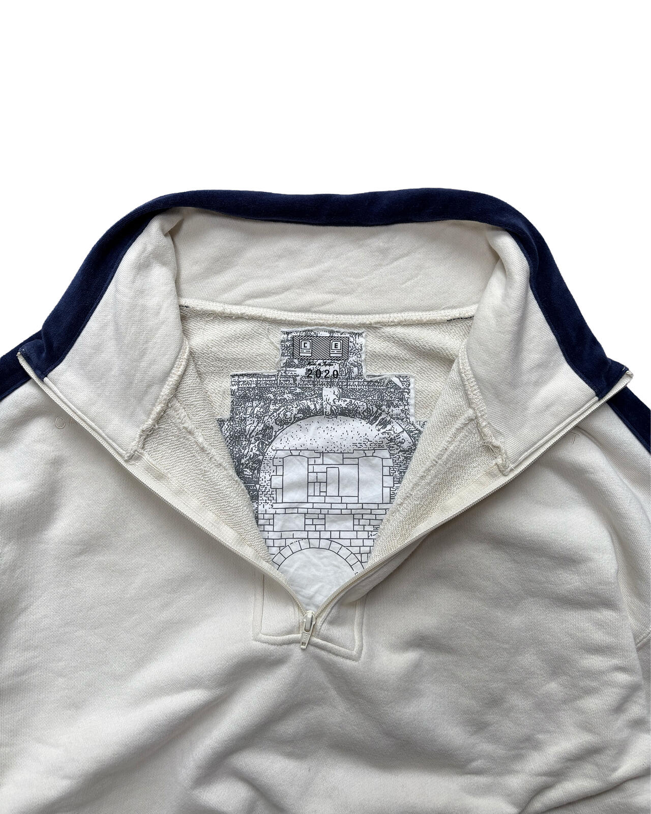 Cav Empt C.E Quarter Zip Sweatshirt White Blue Large