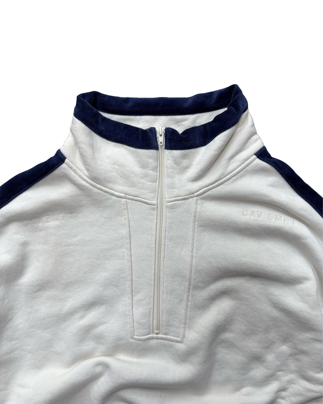 Cav Empt C.E Quarter Zip Sweatshirt White Blue Large