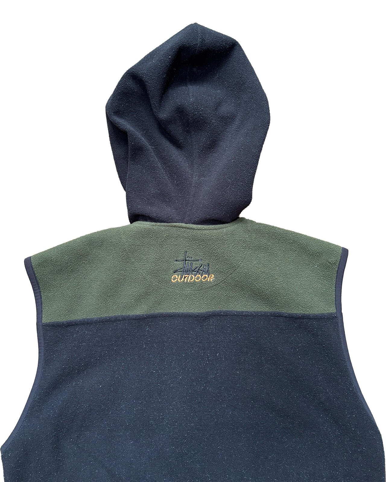 Stussy Green Black Hooded Fleece Gilet Medium