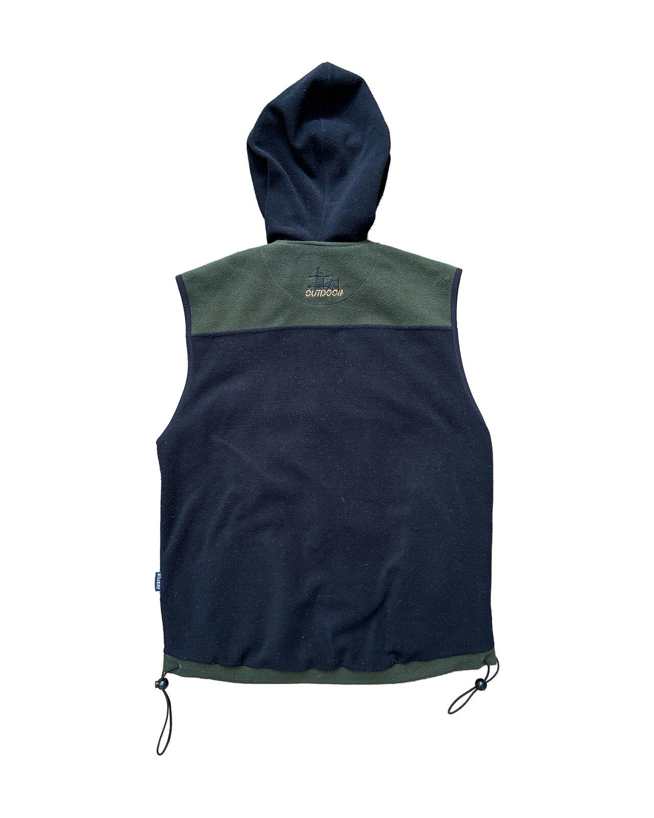 Stussy Green Black Hooded Fleece Gilet Medium