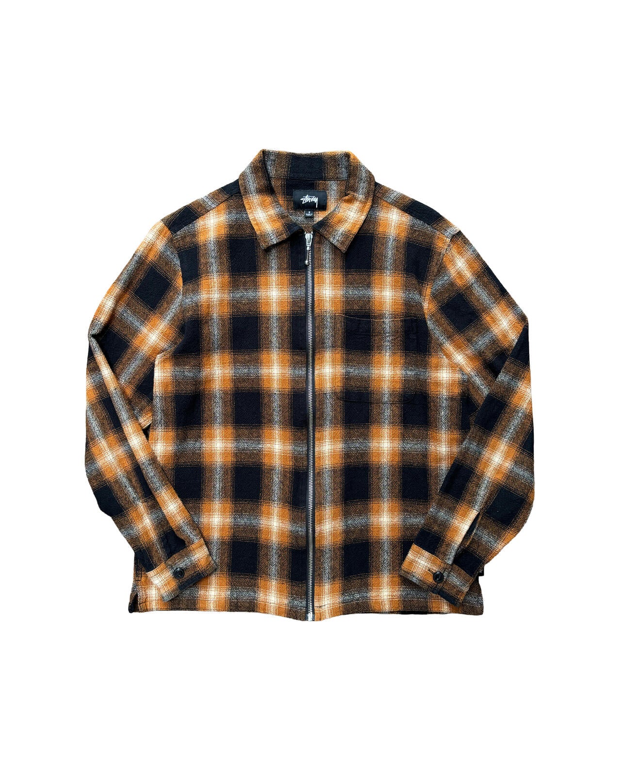 Stussy Orange Plaid Overshirt Cotton Small