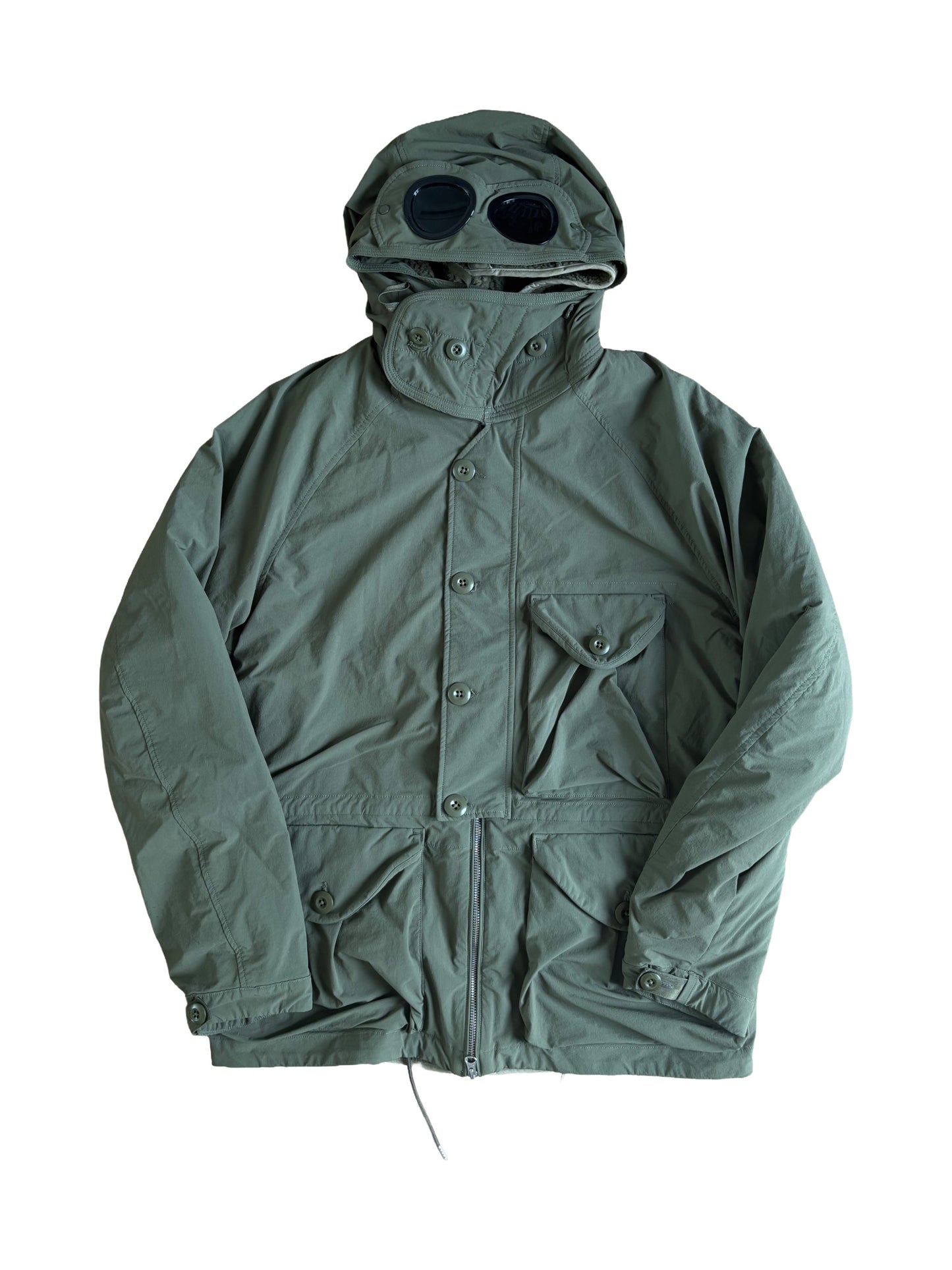 CP Company Khaki Dyshell Polartec Lined Goggle Field Jacket - Medium