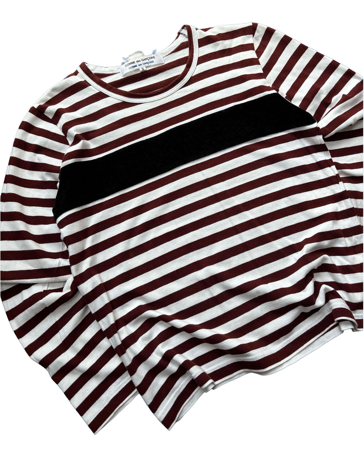 Comme des Garcons Velour Stripe LS Tee XS Brown