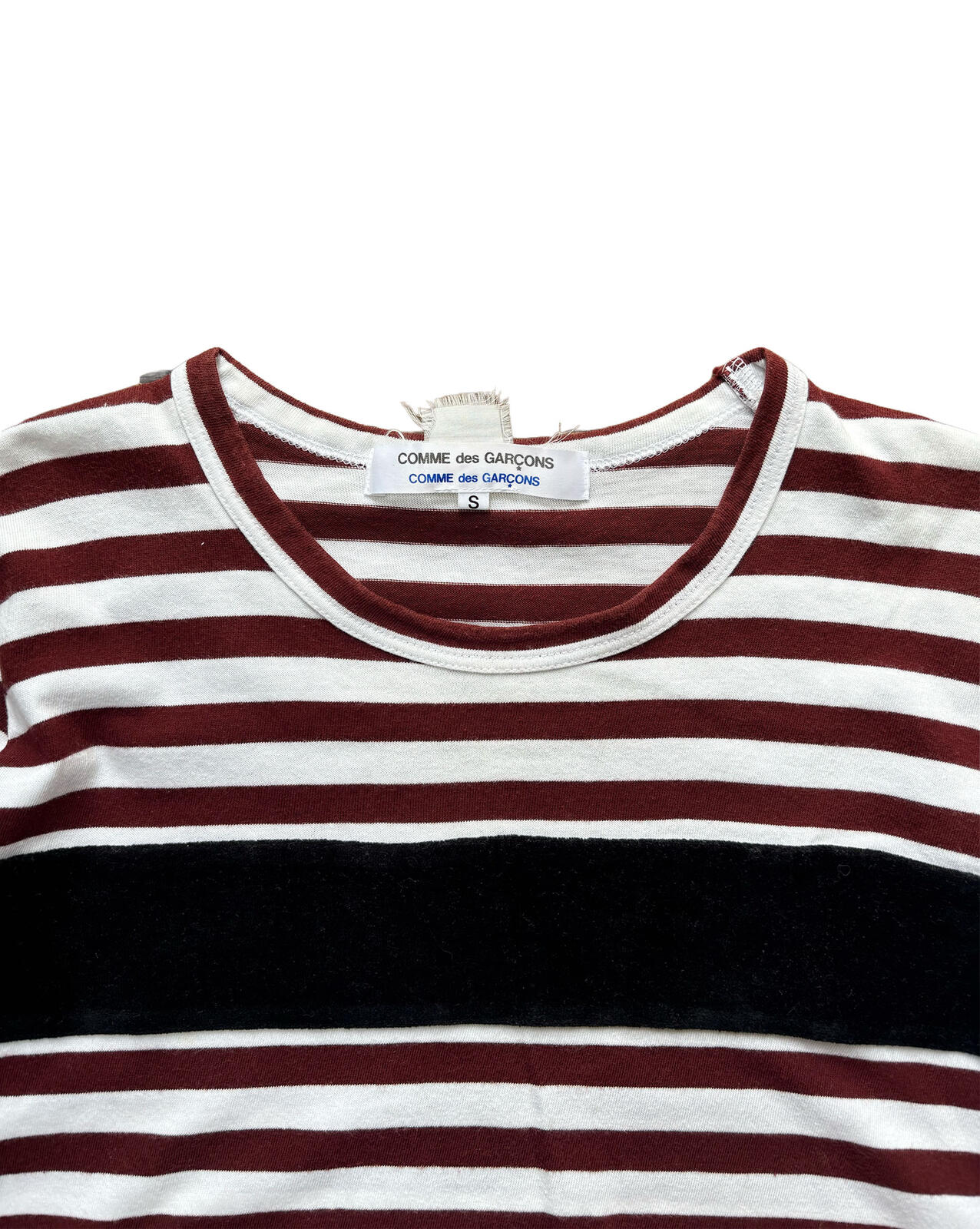 Comme des Garcons Velour Stripe LS Tee XS Brown