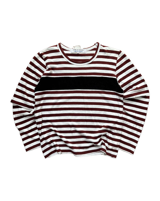 Comme des Garcons Velour Stripe LS Tee XS Brown