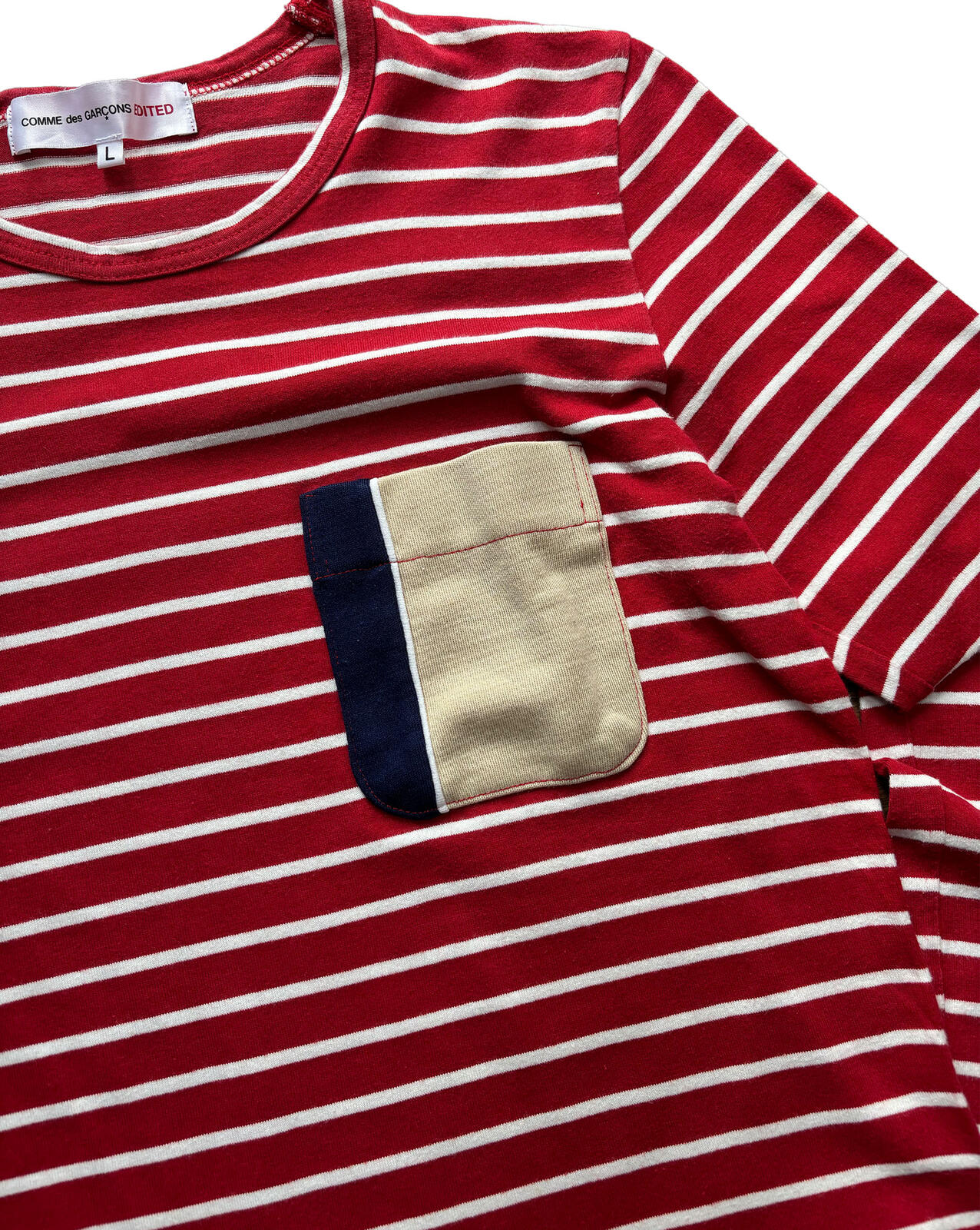 CDG Shirt Striped Long Sleeve Tee Pocket XS