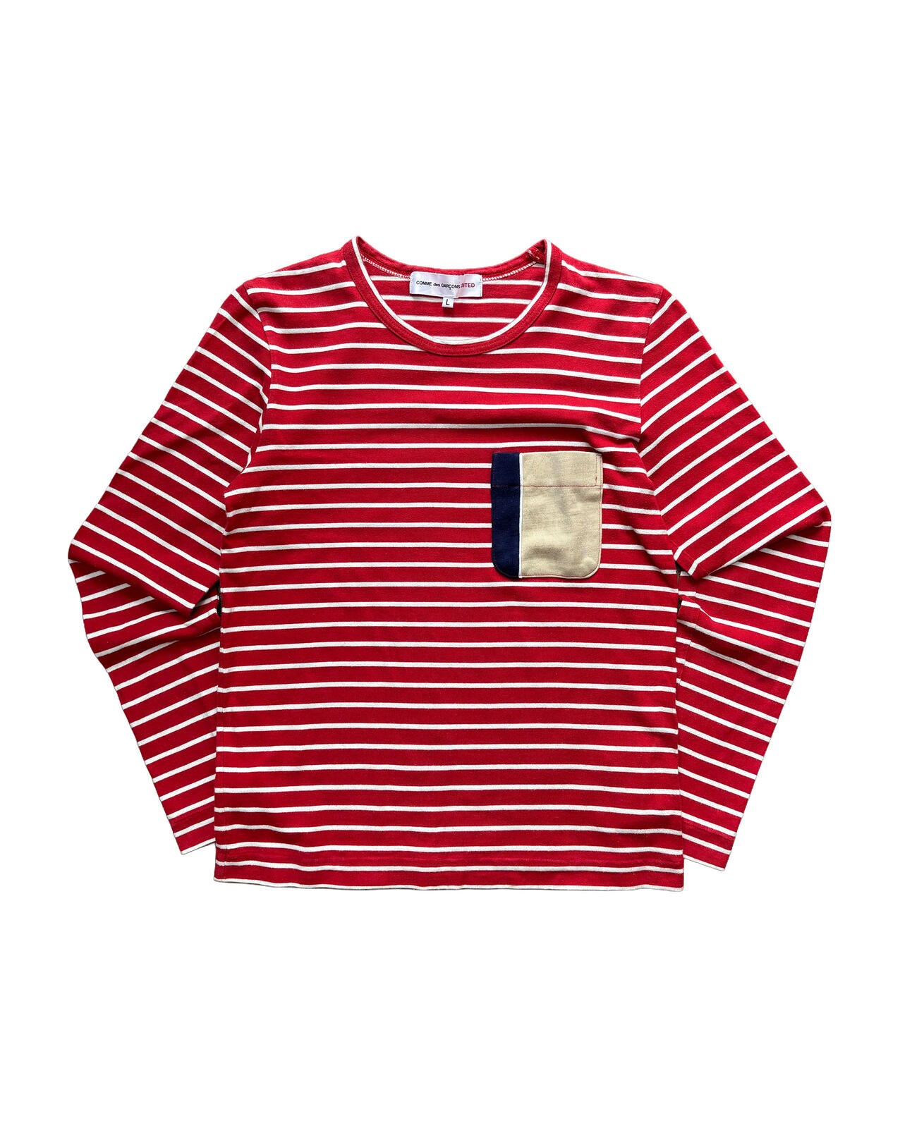CDG Shirt Striped Long Sleeve Tee Pocket XS