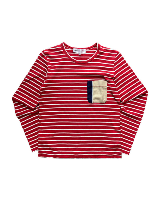 CDG Shirt Striped Long Sleeve Tee Pocket XS