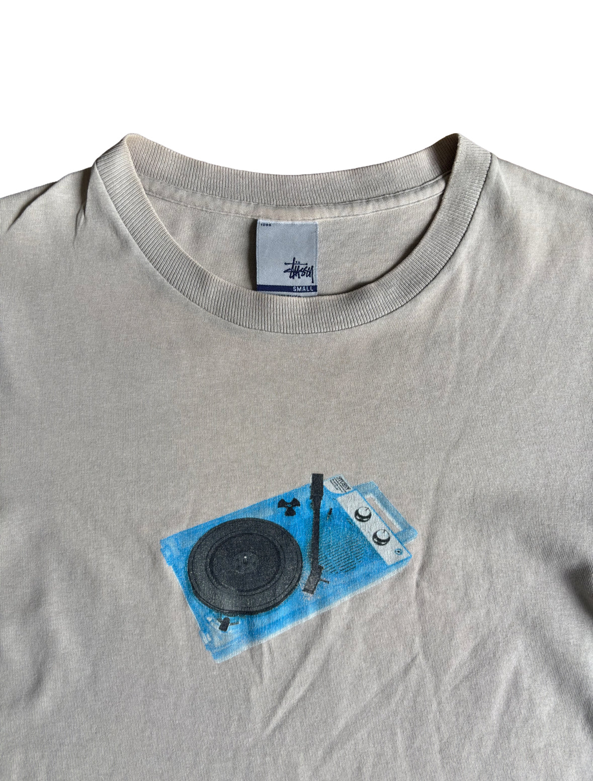 Stussy Vinyl Player Graphic Print T-Shirt - Small