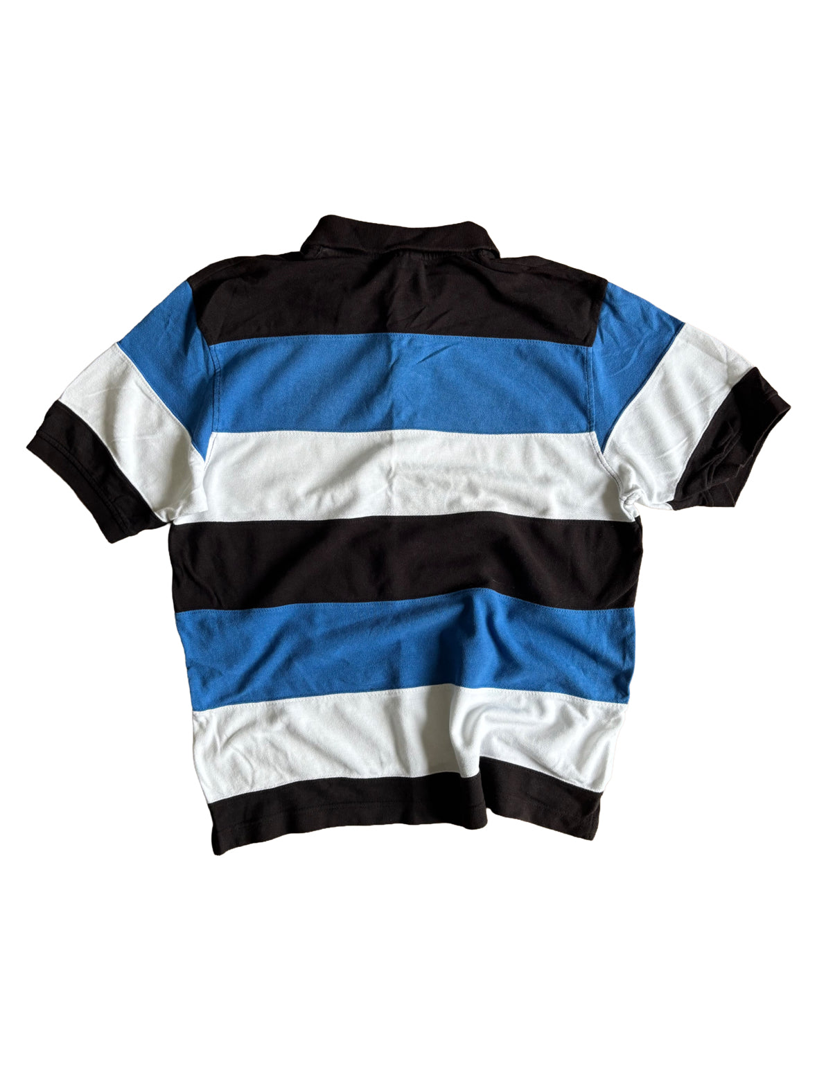 Vintage Southpole Blue & White Striped Polo Shirt - Large