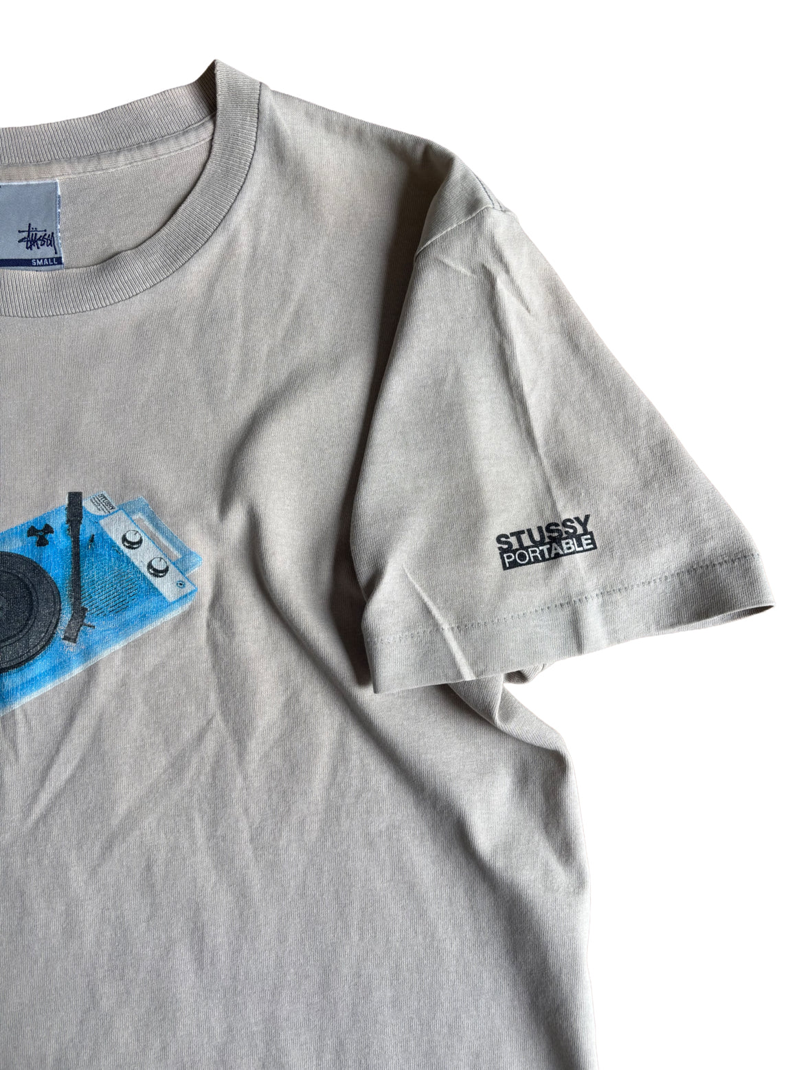 Stussy Vinyl Player Graphic Print T-Shirt - Small