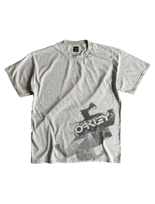 Vintage Oakley Grey Graphic T-Shirt - Large
