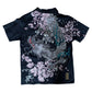 Karakuri Tamashii Dragon & Cherry Blossom Embroidered Polo Shirt – Black (M)