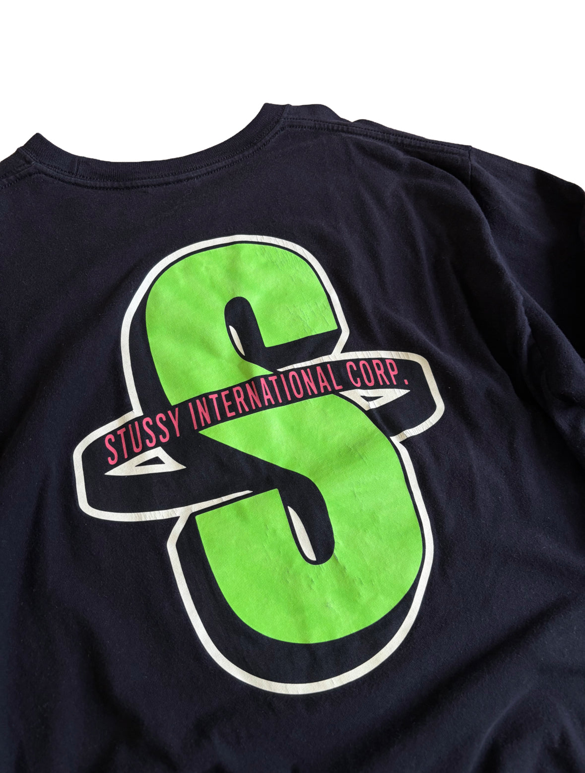 Stussy ‘Stussy International Corp’ Black / Green Long Sleeve T-Shirt - Large