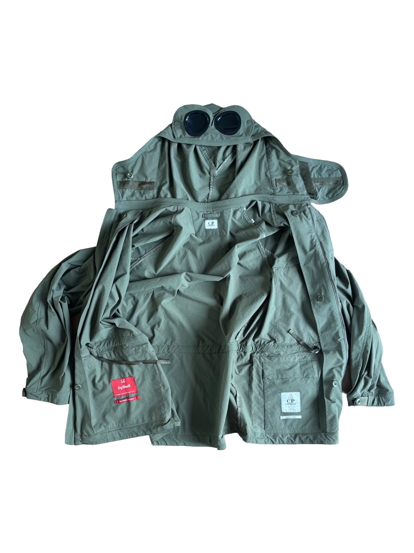 CP Company Khaki Dyshell Polartec Lined Goggle Field Jacket - Medium