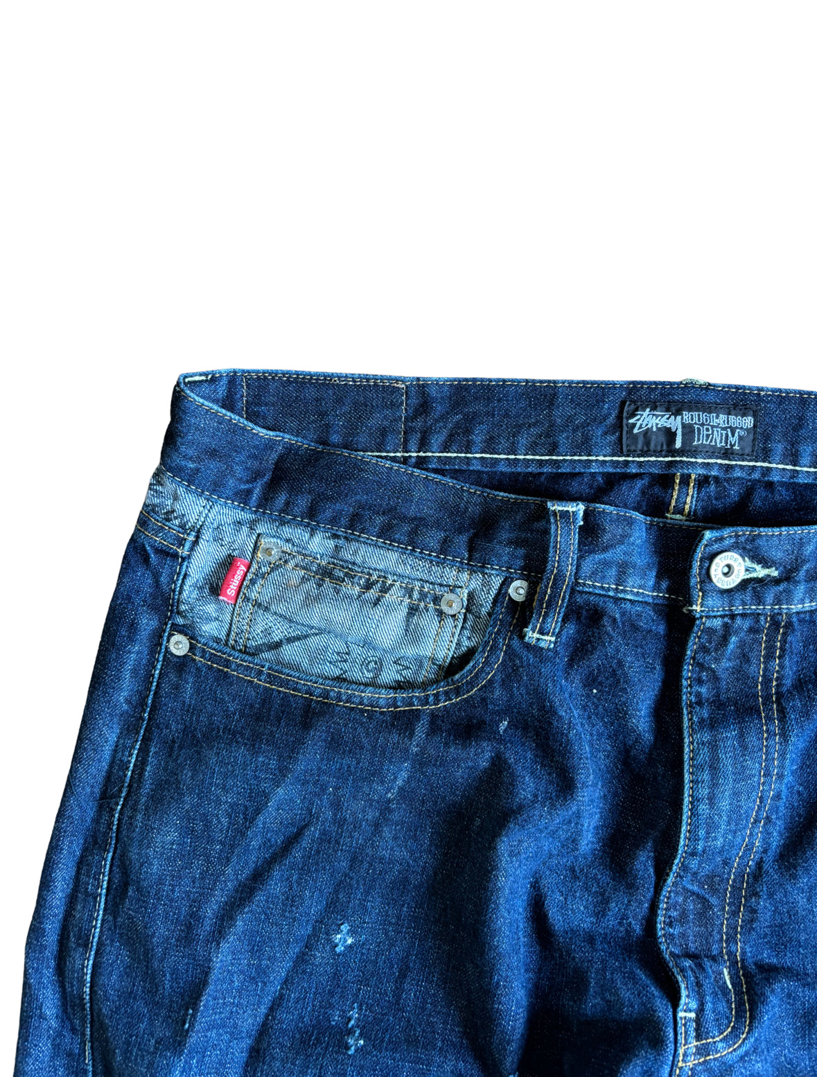 Stussy ‘Rough and Rugged’ Print Denim Jeans - 36W 34L