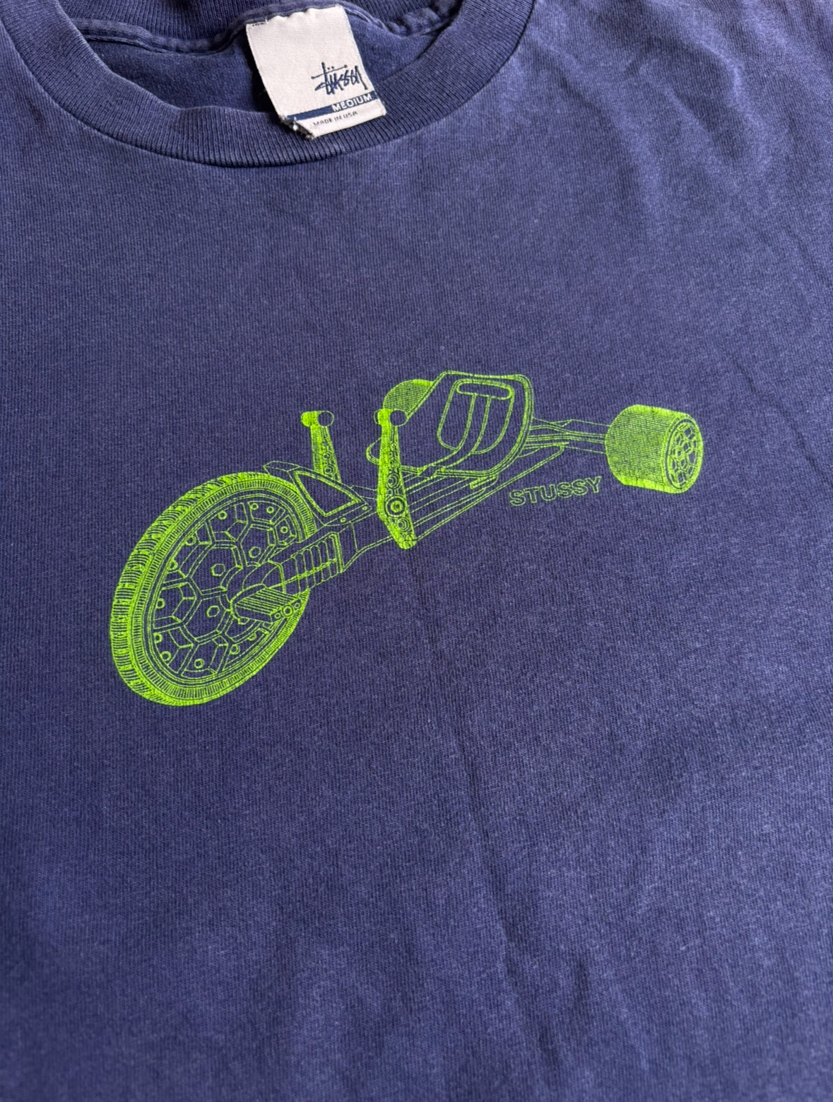 Stussy Tricycle Graphic Print T-Shirt - Medium