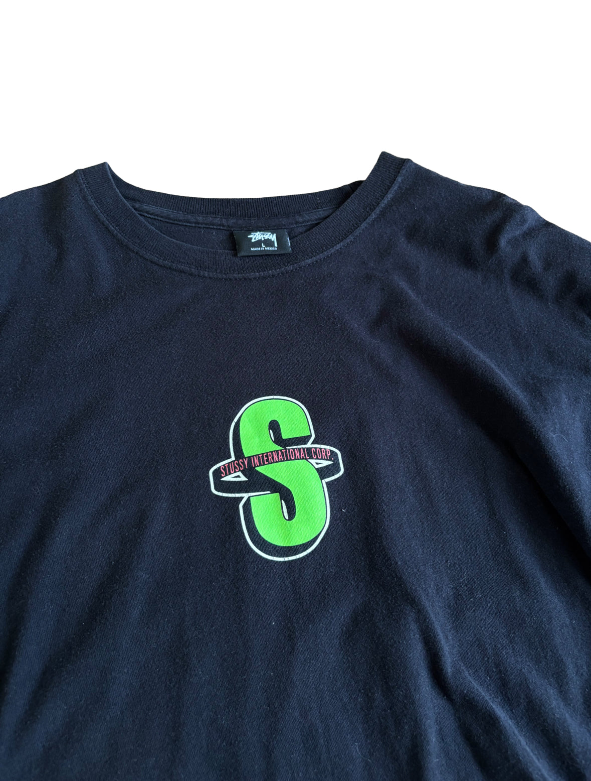 Stussy ‘Stussy International Corp’ Black / Green Long Sleeve T-Shirt - Large