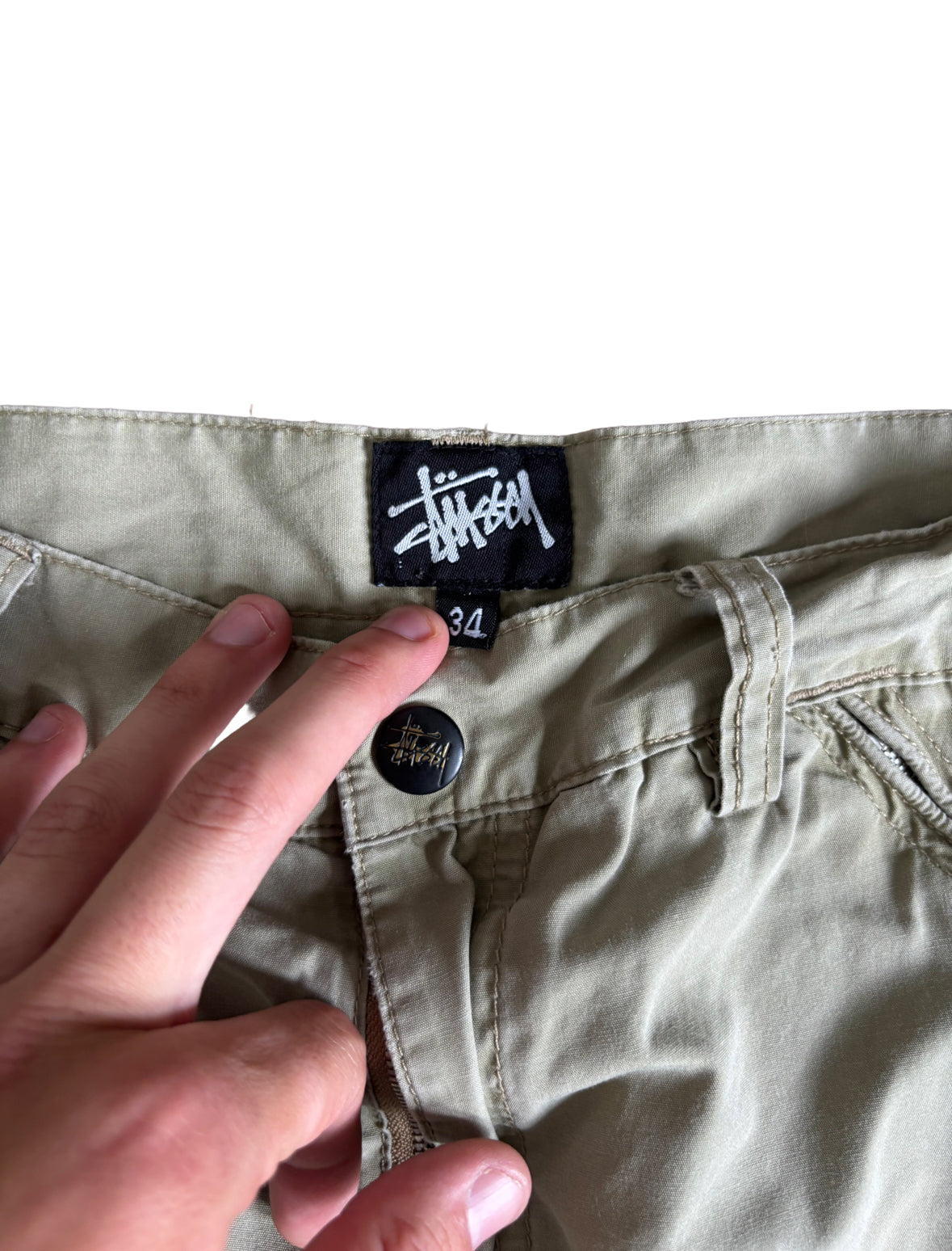 Vintage Stussy Beige Cargo Pants - 34W