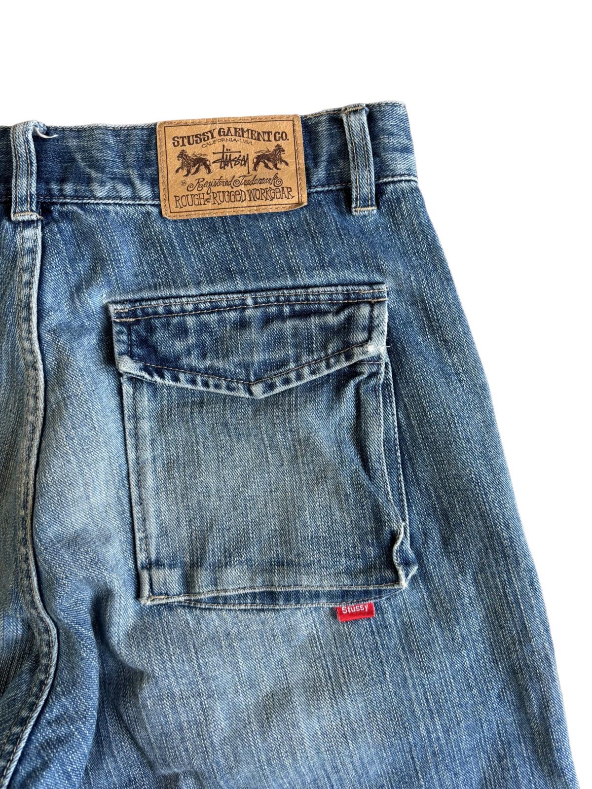 Stussy Denim Shorts 32W Wide Fit Embroidered Logo