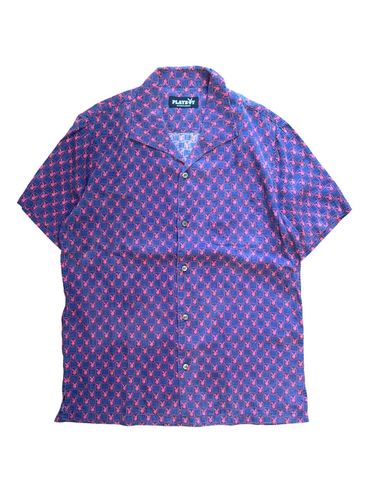 HYSTERIC GLAMOUR × Playboy Repeat Pattern Button-Up Shirt – Purple/Pink (M)