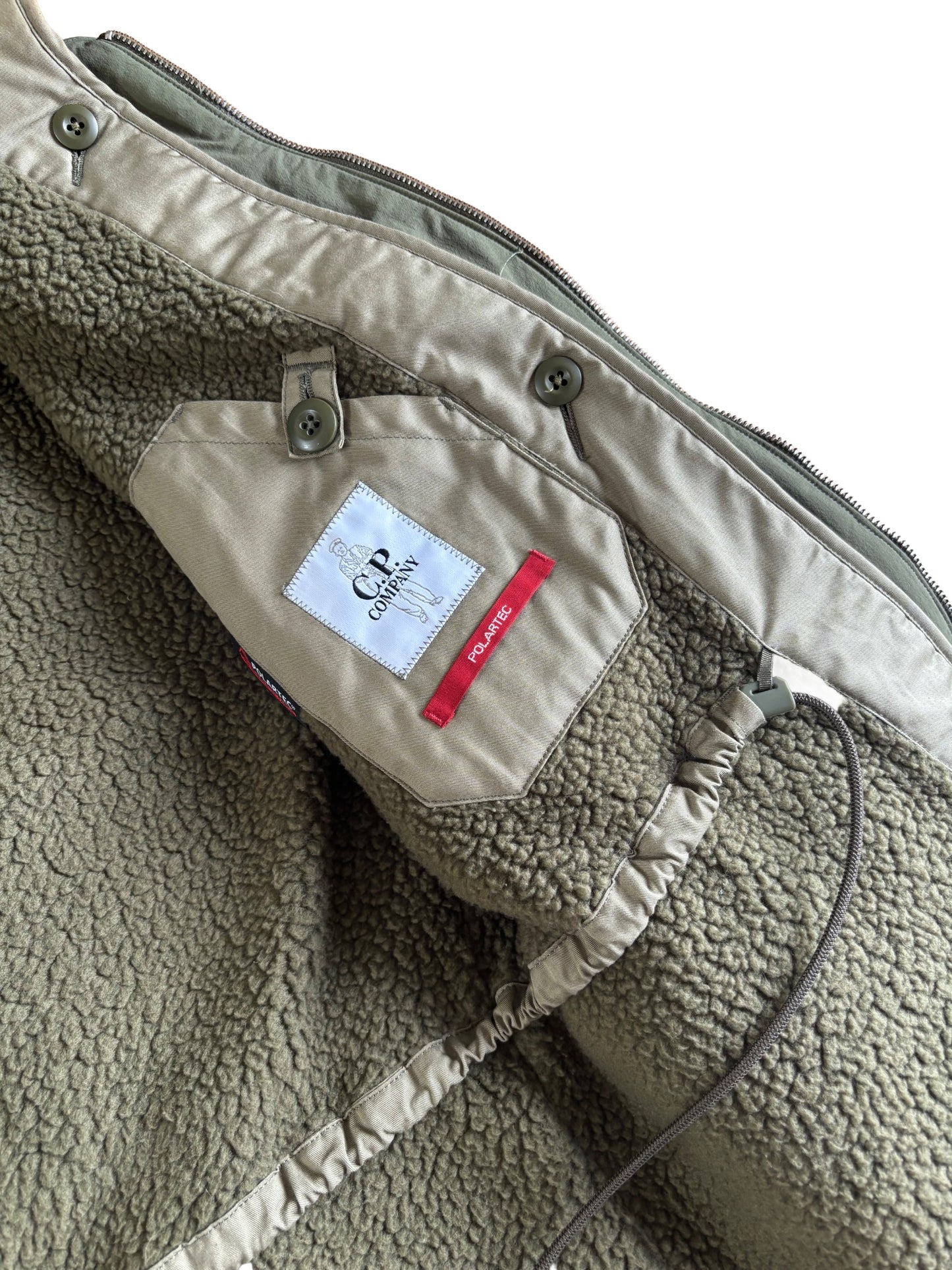 CP Company Khaki Dyshell Polartec Lined Goggle Field Jacket - Medium