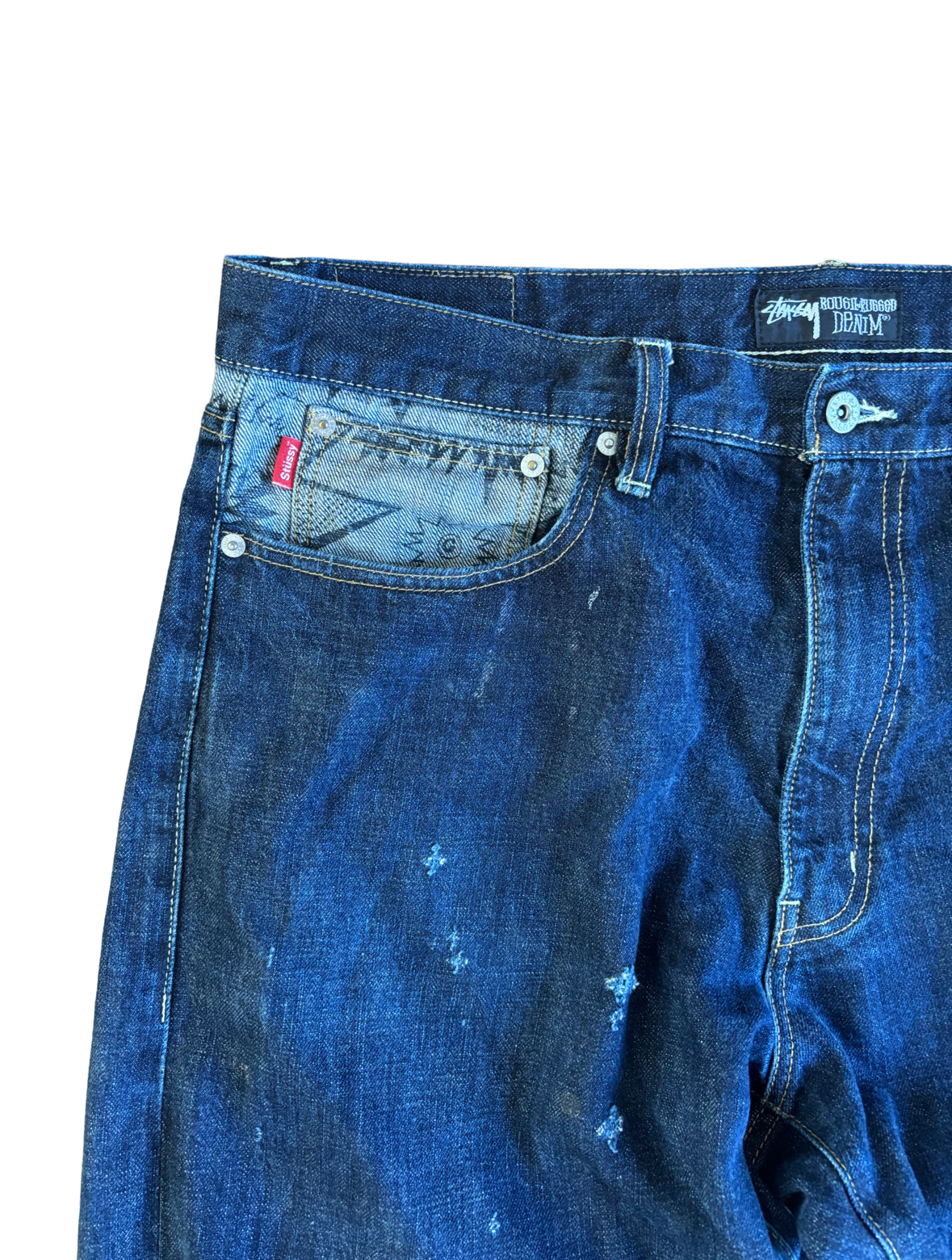 Stussy ‘Rough and Rugged’ Blue Denim Jeans - 38W 32L