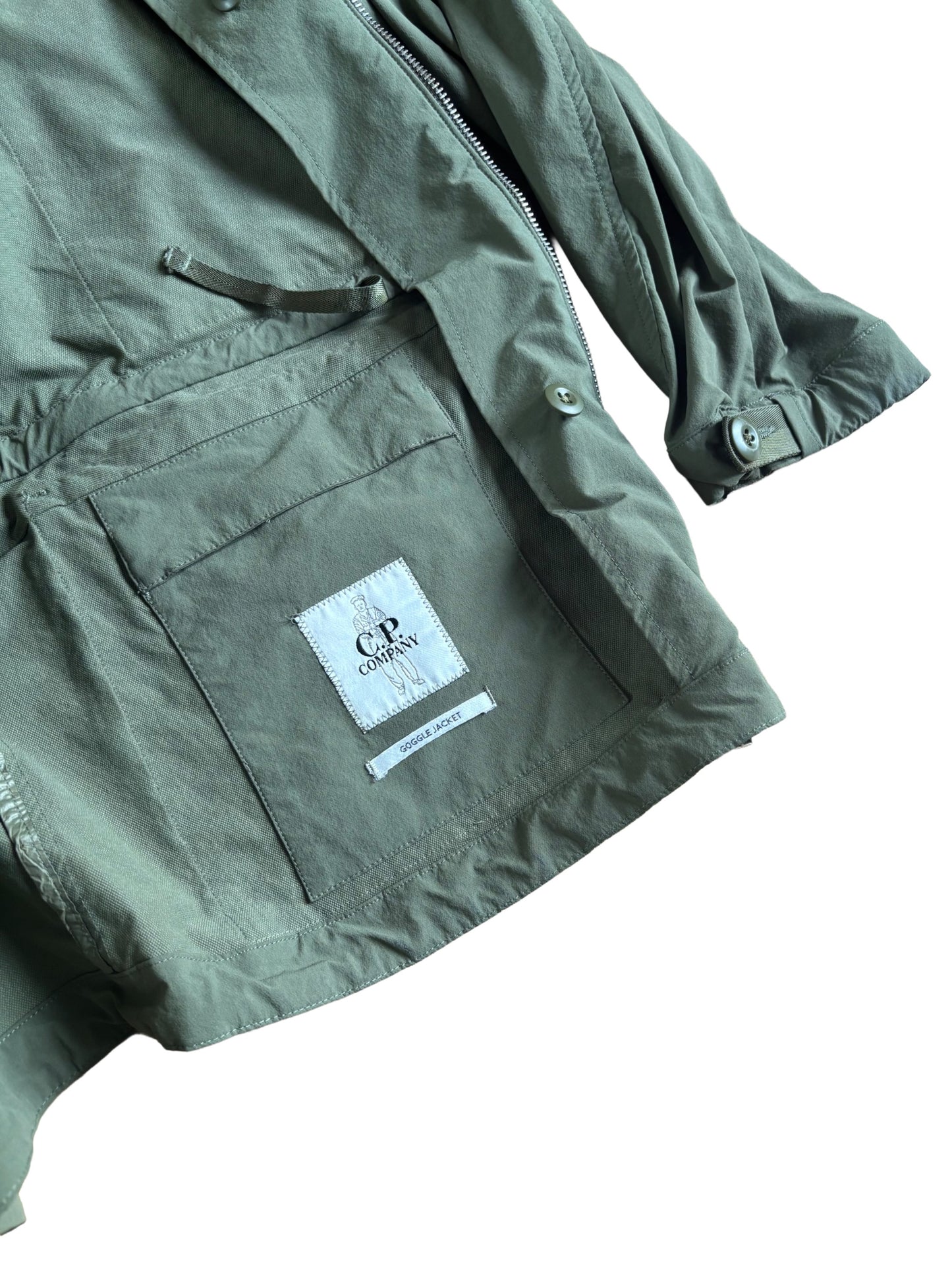 CP Company Khaki Dyshell Polartec Lined Goggle Field Jacket - Medium