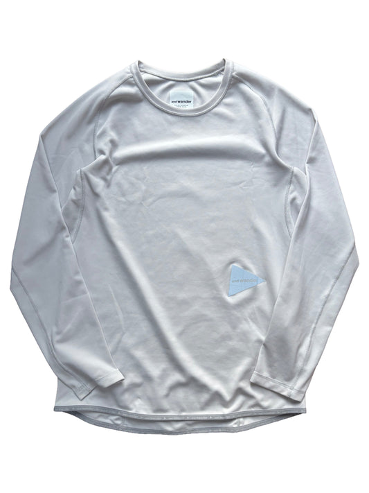 and wander Power Dry Jersey Raglan LS Shirt – White/Grey (L / Size 4)