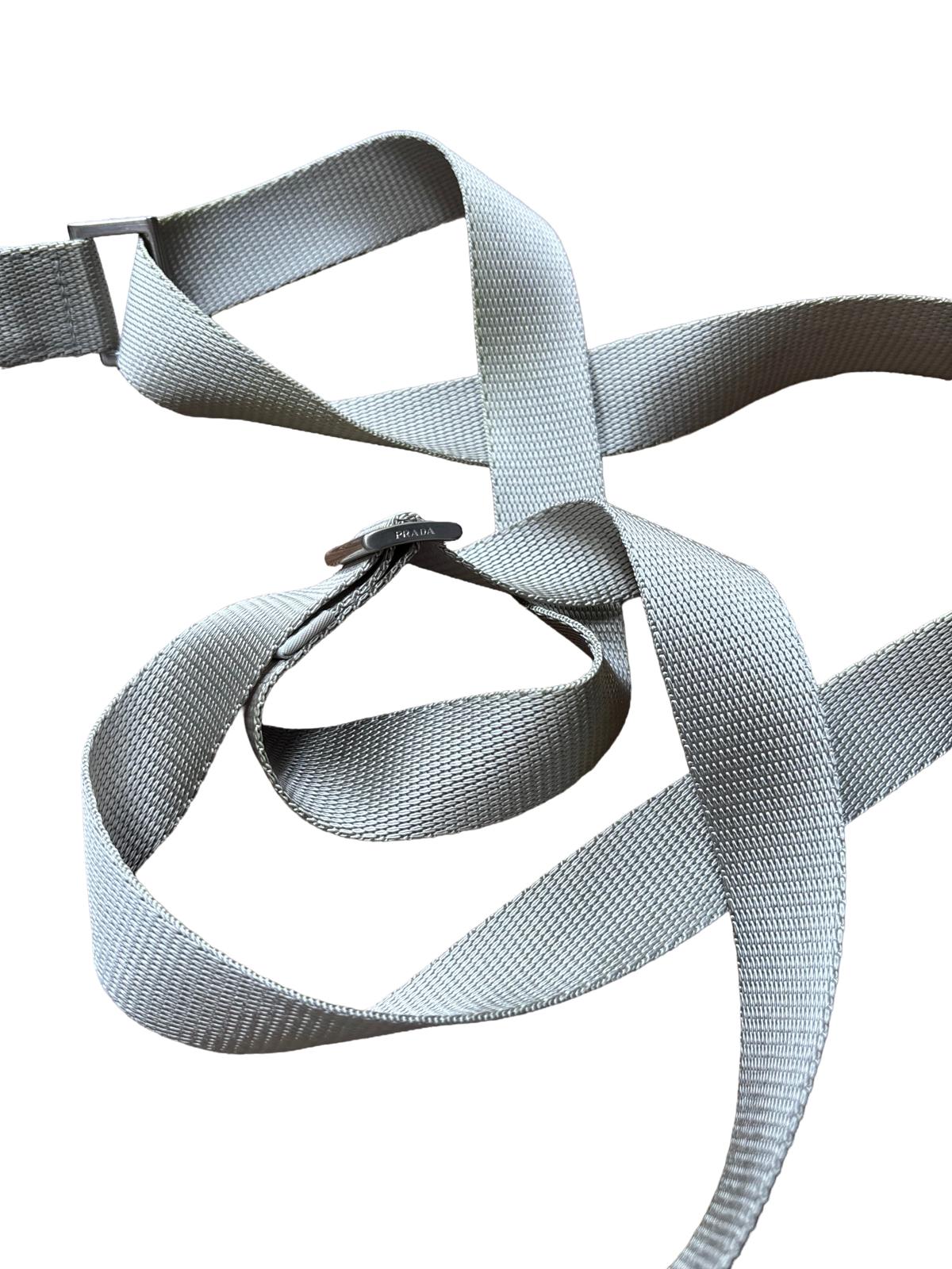 Prada Sport Nylon Shoulder Bag Grey Red Logo