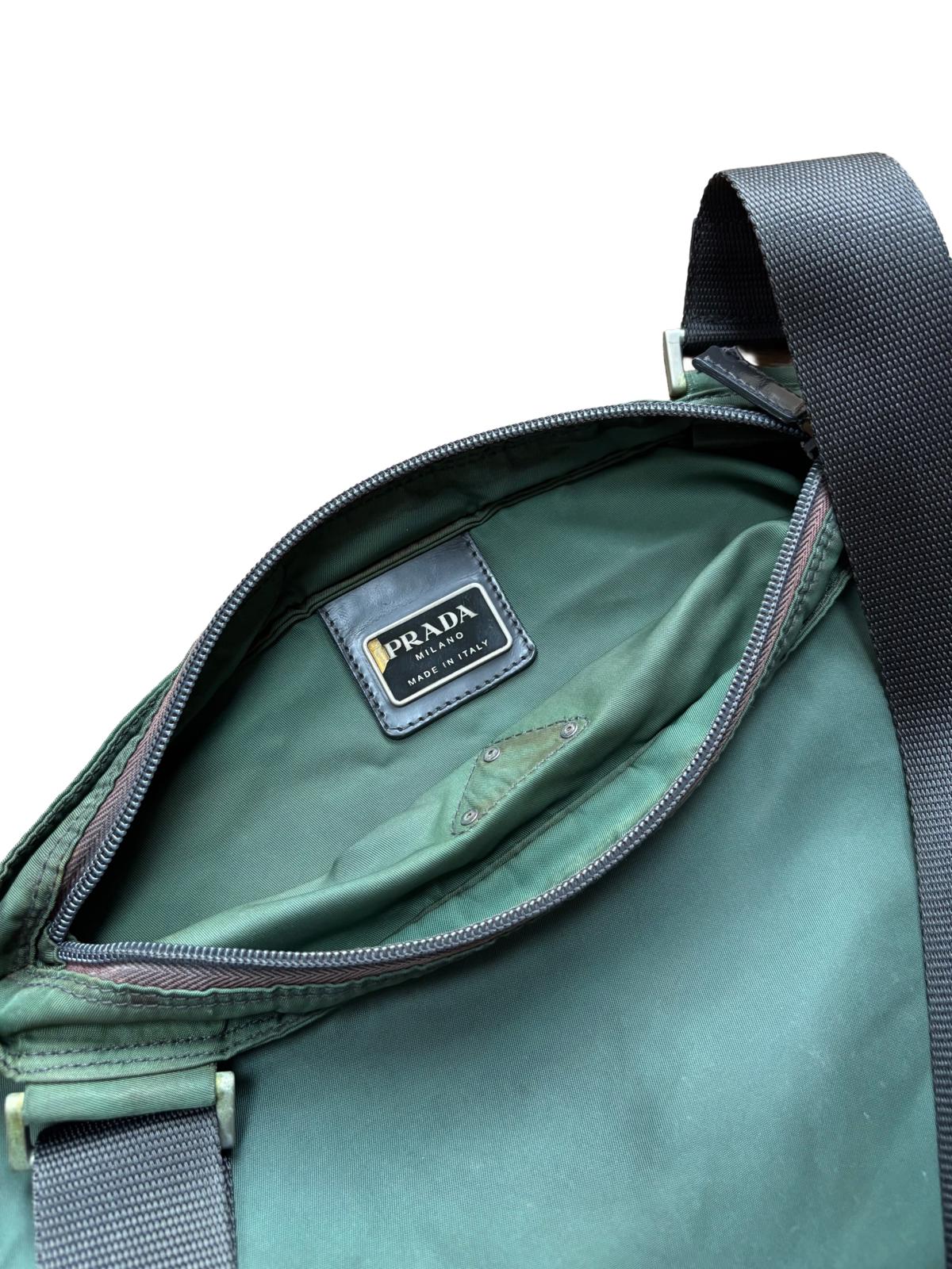 Prada Nylon Crossbody Shoulder Bag Green Triangle