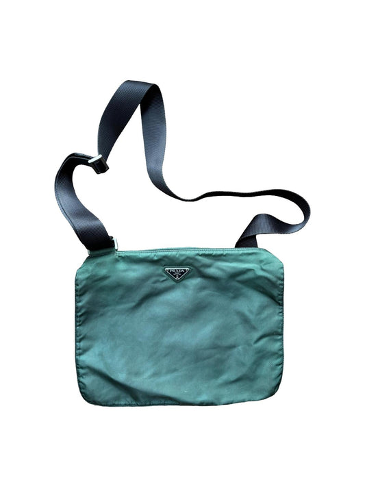 Prada Nylon Crossbody Shoulder Bag Green Triangle