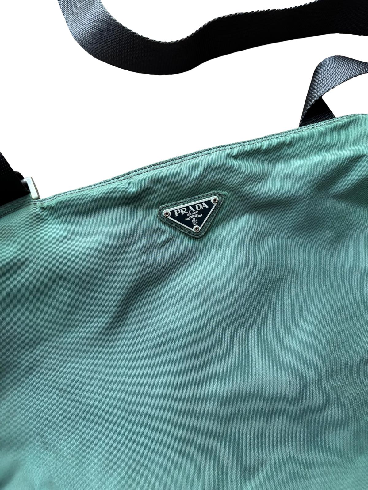 Prada Nylon Crossbody Shoulder Bag Green Triangle