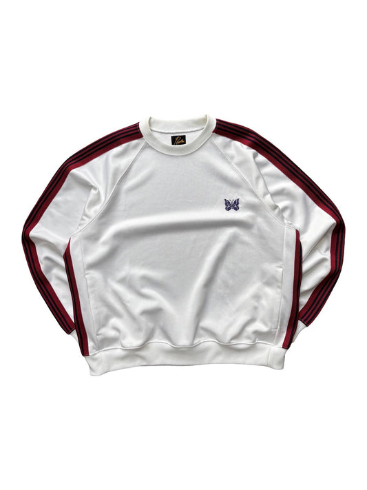 Needles Crewneck Sweatshirt White Red Stripe Medium