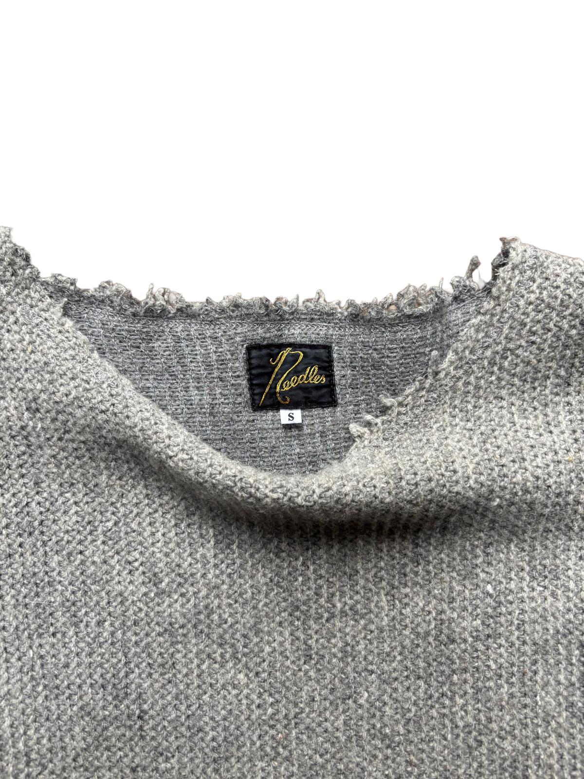 Needles Waffle Wool Knit Crewneck Grey S