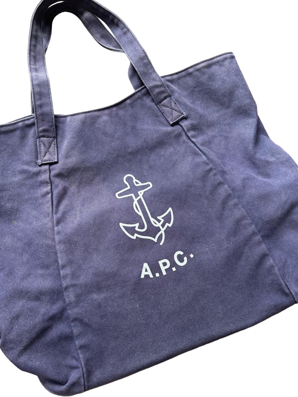 A.P.C. Anchor Logo Canvas Tote Bag Navy