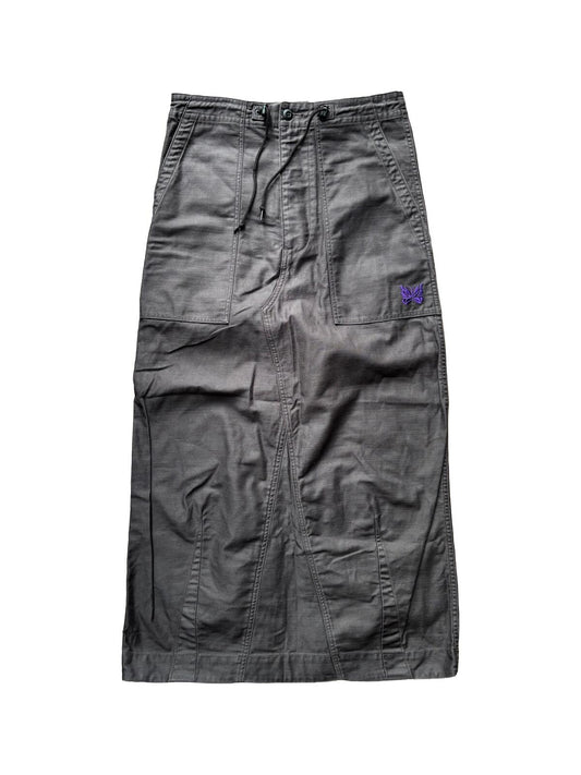 Needles fatigue maxi skirt black cotton UK 8 10