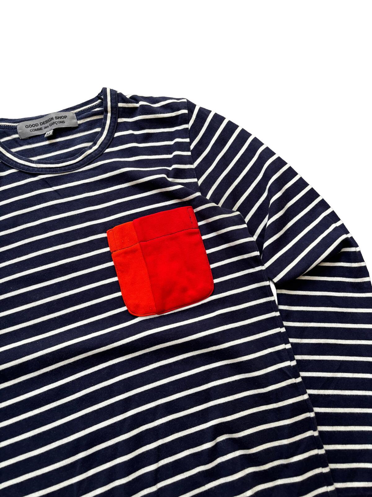 Comme des Garcons Stripe Pocket LS Tee Navy XS