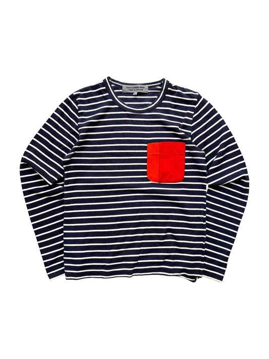 Comme des Garcons Stripe Pocket LS Tee Navy XS