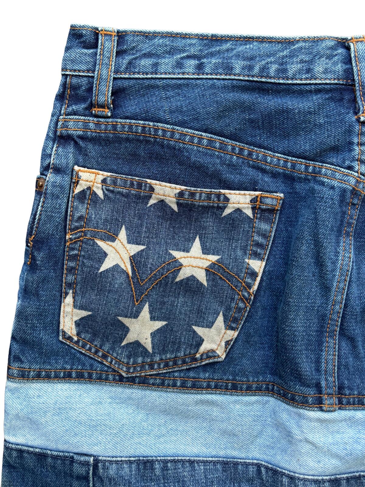 Hysteric Glamour Patchwork Denim Skirt Blue UK 10