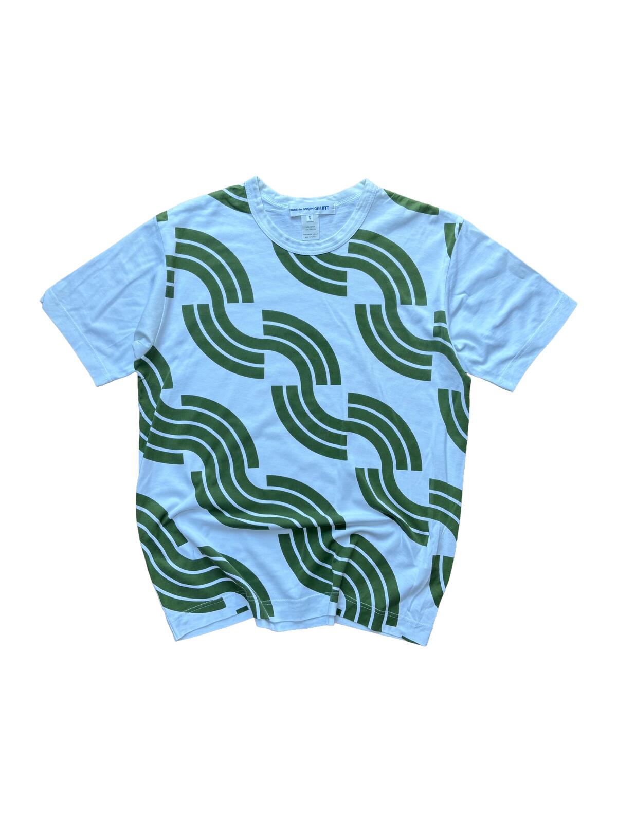 Comme des Garcons Shirt Wave Print T-Shirt Green S