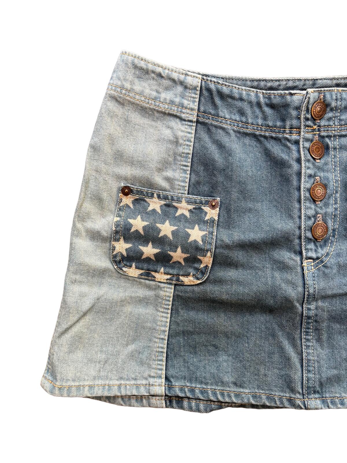 Hysteric Glamour Denim Patchwork Mini Skirt Blue W10